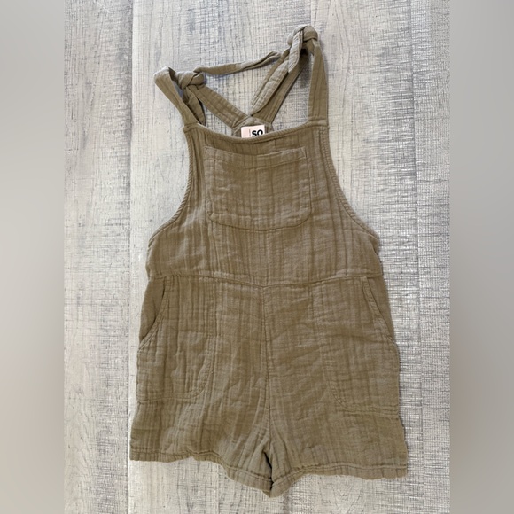 SO Olive Green Textured Shortalls Size Small - Picture 3 of 13